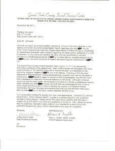 Grand Forks County CPS Letter